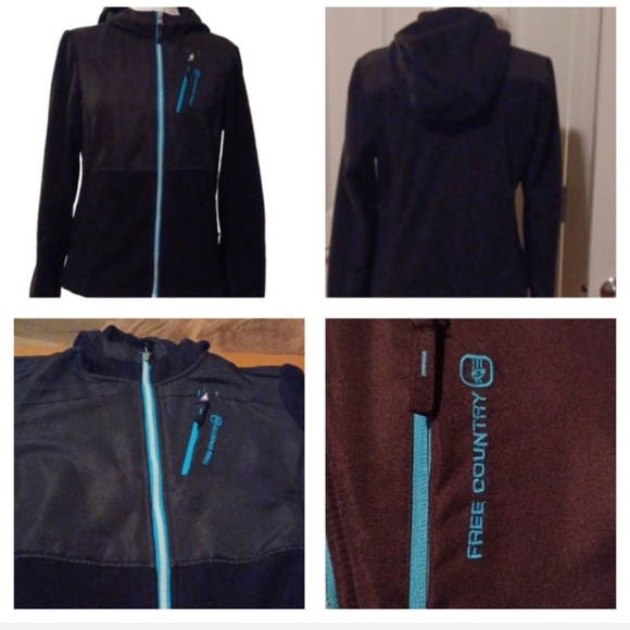 💙🌺Free Country Black Jacket with Teal Highlights - Picture 1 of 11